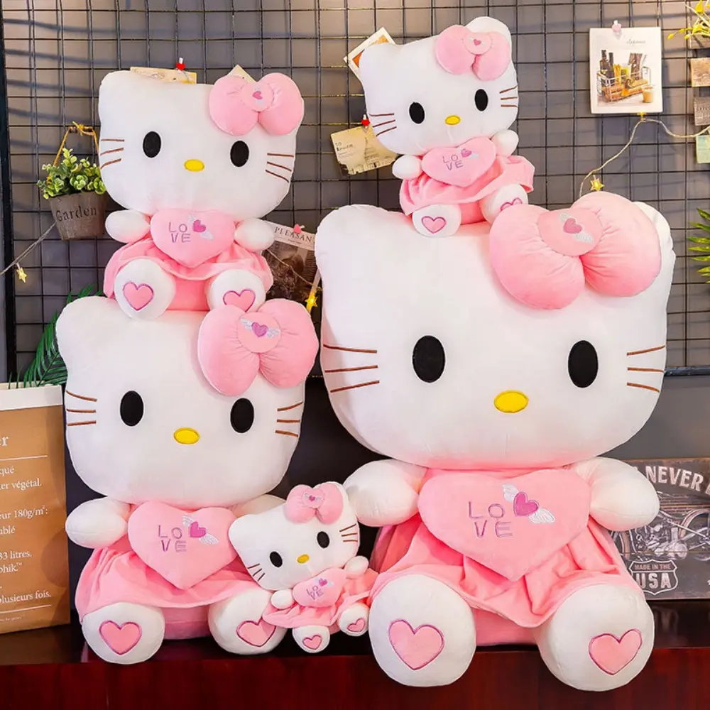 Bonito olá kitty rosa brinquedos de pelúcia anime dos desenhos animados plushie boneca macio recheado travesseiro brinquedos par