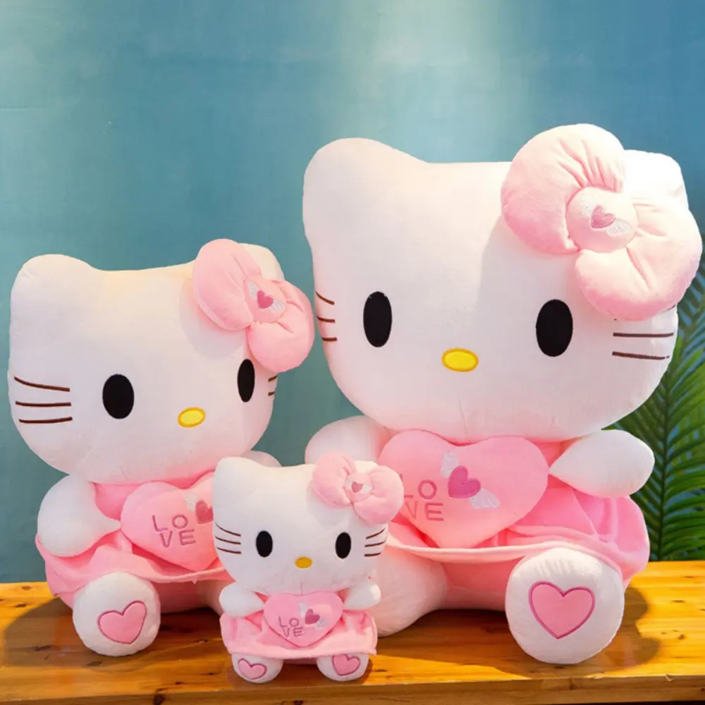 Bonito olá kitty rosa brinquedos de pelúcia anime dos desenhos animados plushie boneca macio recheado travesseiro brinquedos par