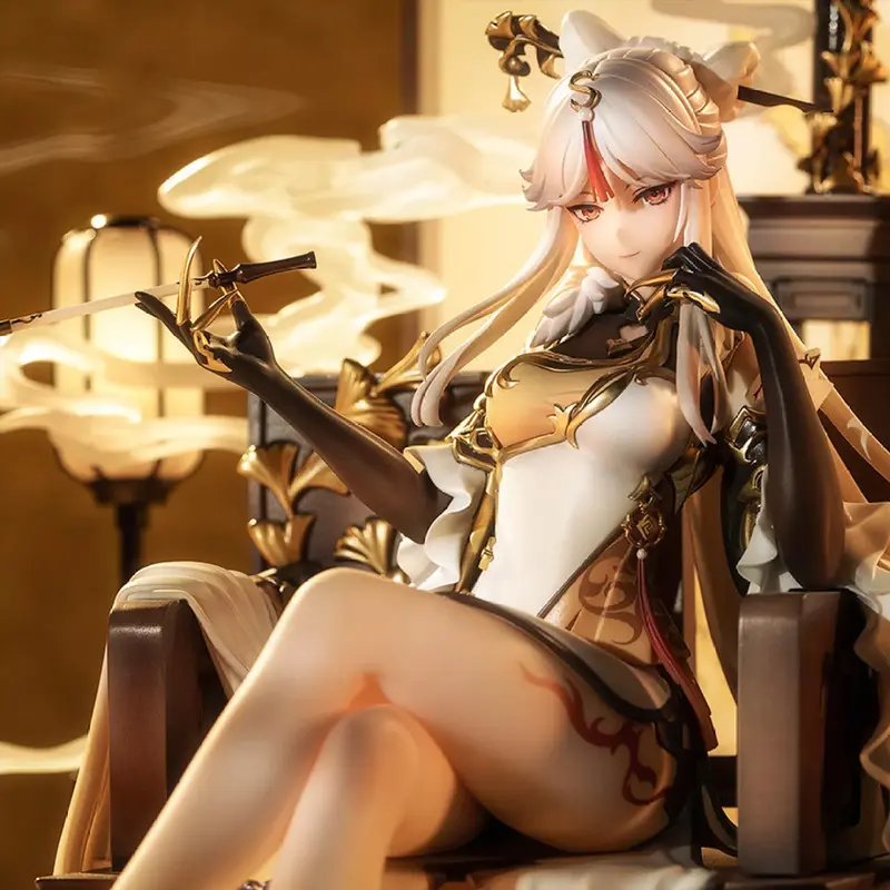 27cm Anime Genshin luxury Ningguang Gold Leaf and Pearly Jade Ver Pvc Action Figure Model Doll Desktop Ornaments Decoratio Gifts
