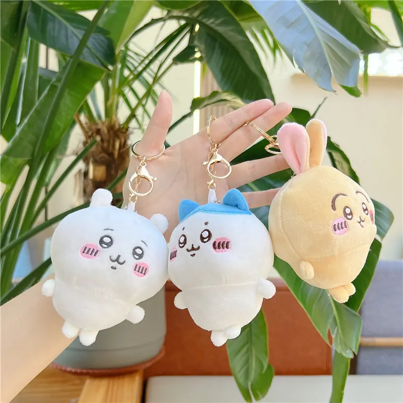 Kawaii Chiikawa Plush Doll Keychain Usagi Hachiware Dolls Keyring Schoolbag Pendant Toy Key Chains Ornaments Kids Birthday Gifts