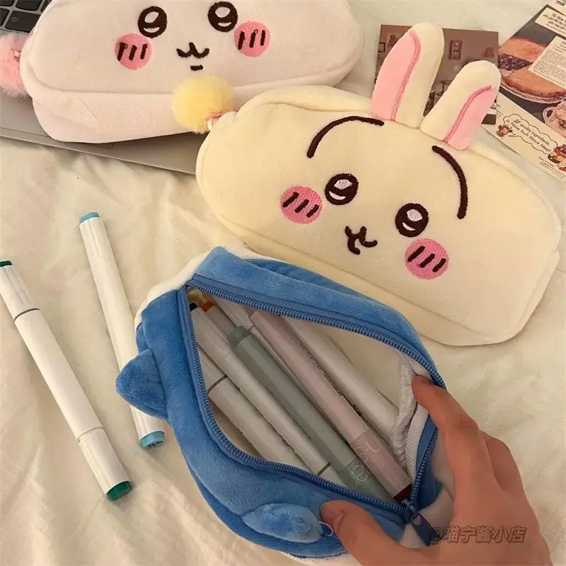 Kawaii Chiikawa Plush Pencil Case Cute Large Capacity Student Supplies Storage Bag Zipper Cosmetic Bag Storage Bag Supplies