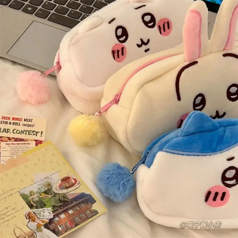 Kawaii Chiikawa Plush Pencil Case Cute Large Capacity Student Supplies Storage Bag Zipper Cosmetic Bag Storage Bag Supplies