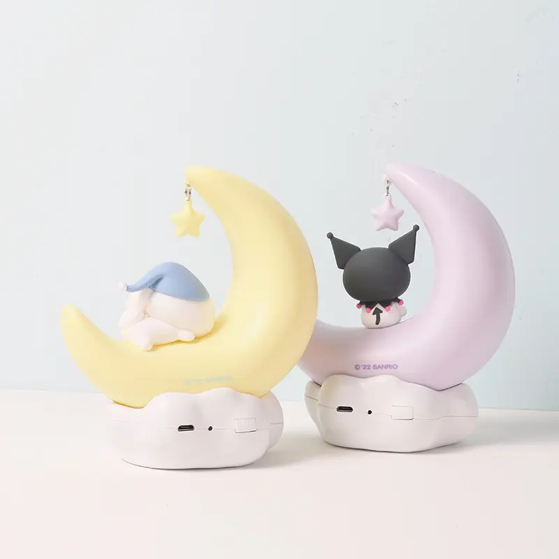 Cinnamoroll Kuromi Moonlight Night Light Cute Crescent Shape Desk Lamp with 3 Color Modes USB Powered Atmosphere Bedroom Decor