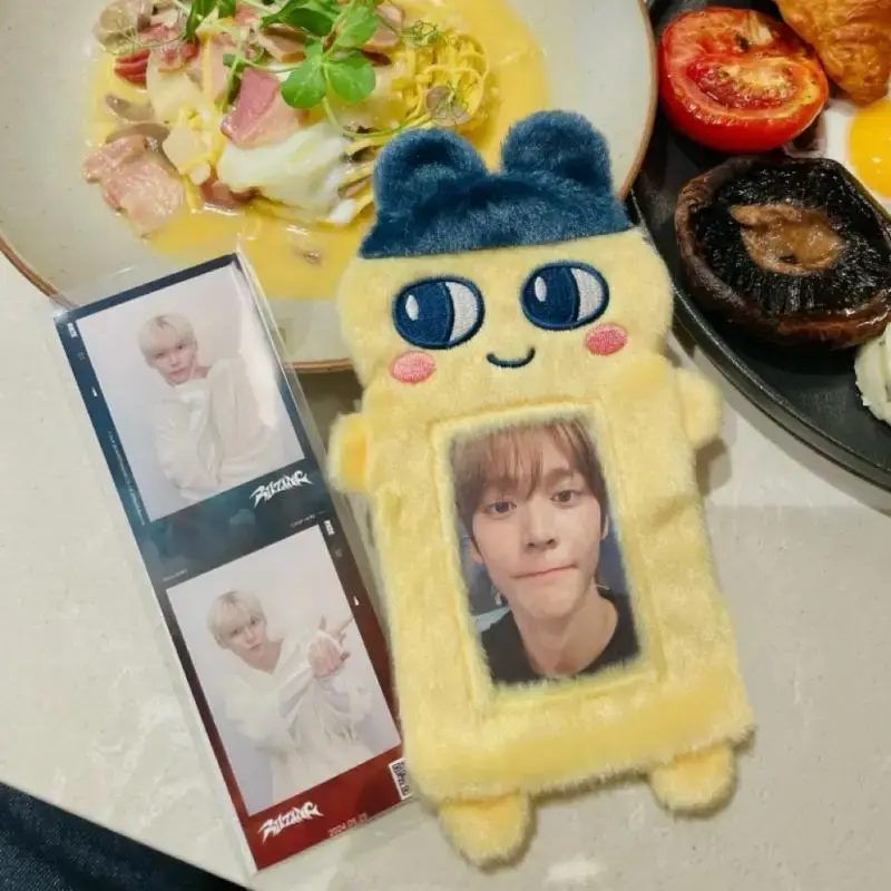 Japanesecartoon Plush Card Sleeve Tamagotchi Mametchi Mimitchi Girl Polaroid Photo Postcard Holder Bag Pendant Zipper Decoration