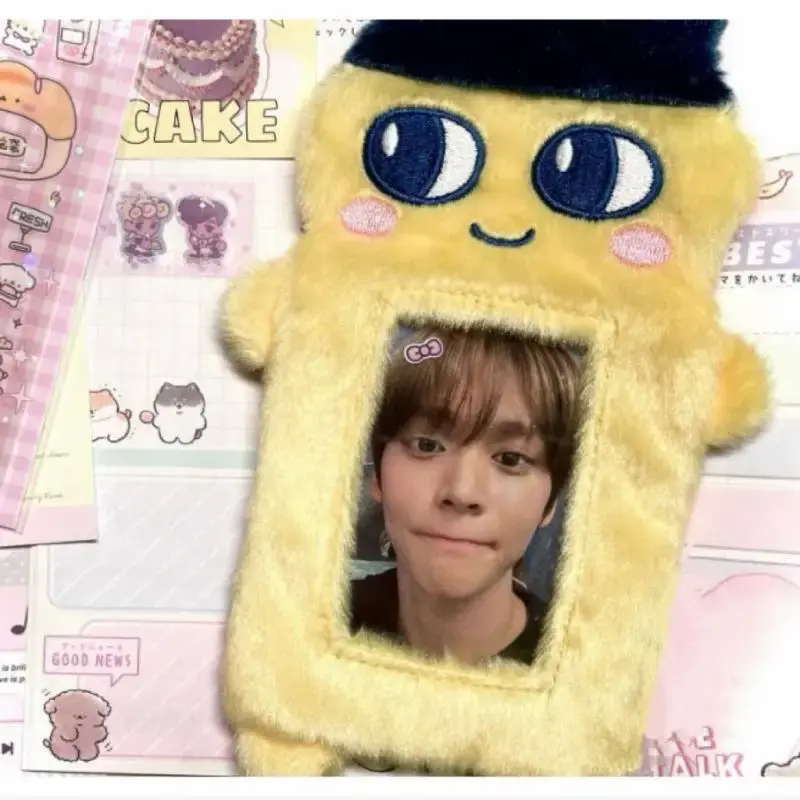Japanesecartoon Plush Card Sleeve Tamagotchi Mametchi Mimitchi Girl Polaroid Photo Postcard Holder Bag Pendant Zipper Decoration