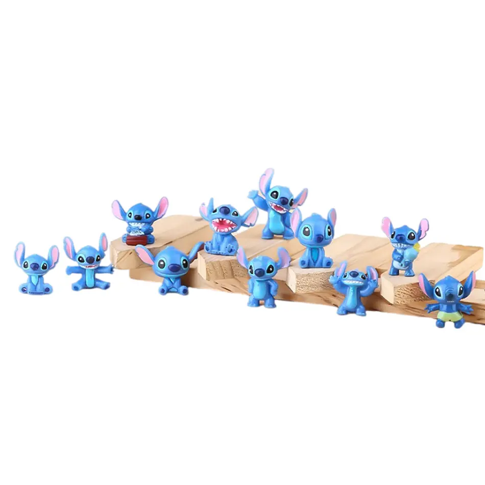 12 Pcs Anime Stitch 3-3.5cm Cartoon Action Figure Cute PVC Model Desktop Ornaments Children's Toys Holiday Gifts