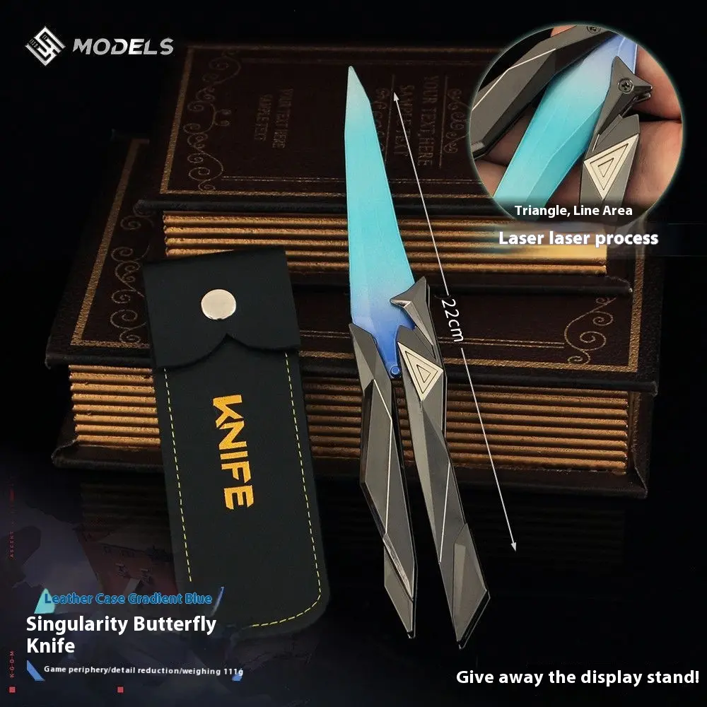 22cm Singularity 2.0 Butterfly Knife Valorant Model Toy Zinc Alloy Non-Sharp Blade Folding Design, Includes Sheath