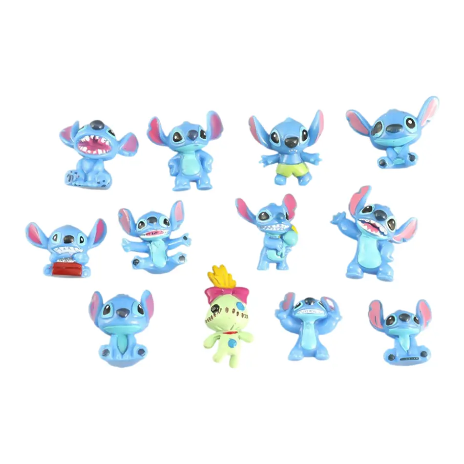 12 Pcs Anime Stitch 3-3.5cm Cartoon Action Figure Cute PVC Model Desktop Ornaments Children's Toys Holiday Gifts