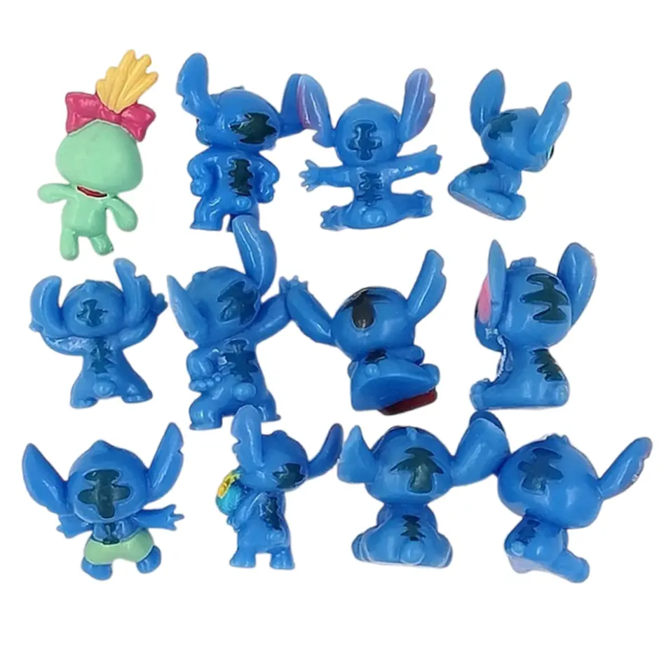 12 Pcs Anime Stitch 3-3.5cm Cartoon Action Figure Cute PVC Model Desktop Ornaments Children's Toys Holiday Gifts