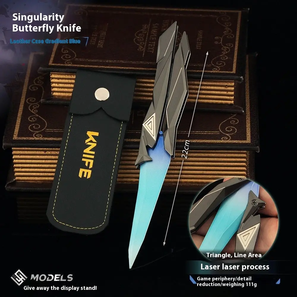 22cm Singularity 2.0 Butterfly Knife Valorant Model Toy Zinc Alloy Non-Sharp Blade Folding Design, Includes Sheath