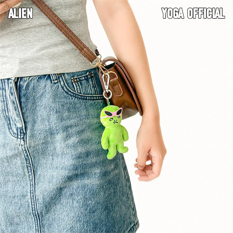 NEW 11CM Green Alien Plush Keychain Pendant Cute Funny Cartoon Hood Doll Toy Bag Pendant Birthday Birthday Gift