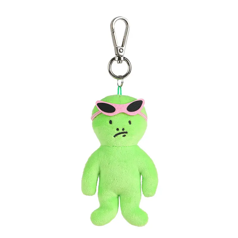 NEW 11CM Green Alien Plush Keychain Pendant Cute Funny Cartoon Hood Doll Toy Bag Pendant Birthday Birthday Gift