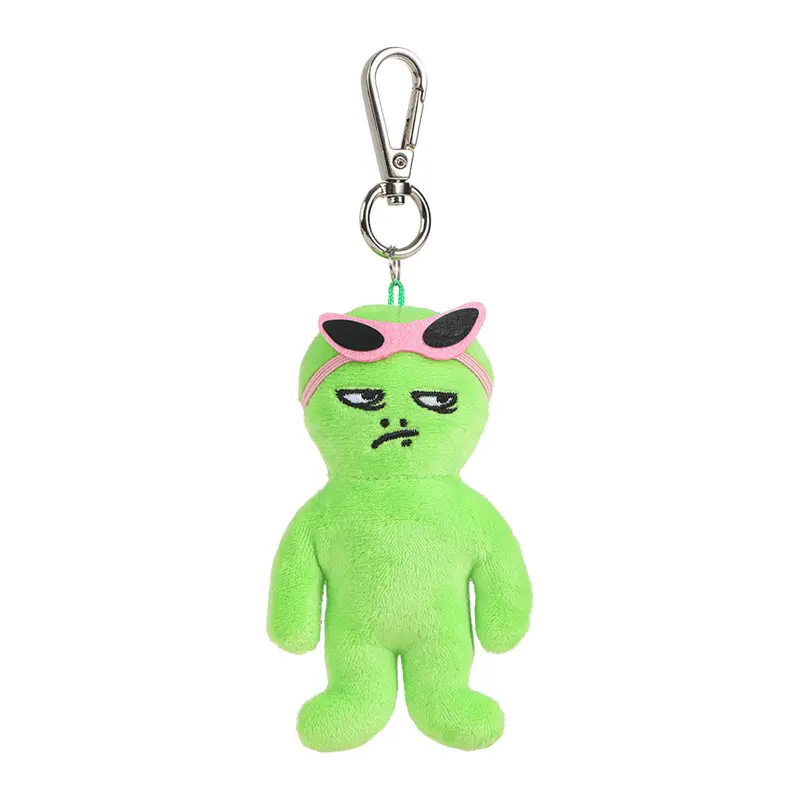 NEW 11CM Green Alien Plush Keychain Pendant Cute Funny Cartoon Hood Doll Toy Bag Pendant Birthday Birthday Gift