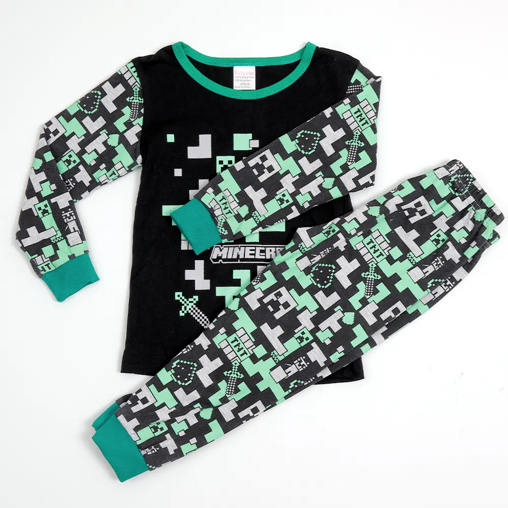 Minecrafts Children's Clothing Sets Stitch Angel Boy Sleepwear Long Sleeved Pants Clothes Kids Pajamas Set