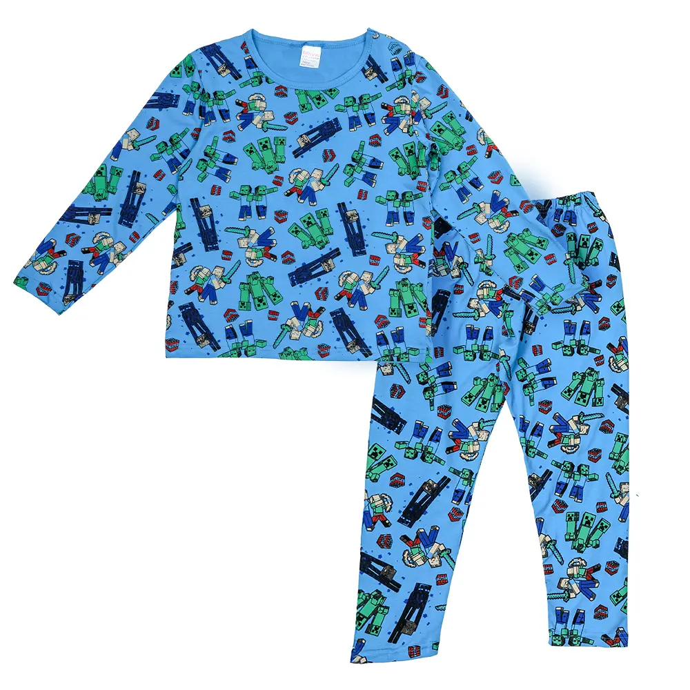 Minecrafts Children's Clothing Sets Stitch Angel Boy Sleepwear Long Sleeved Pants Clothes Kids Pajamas Set