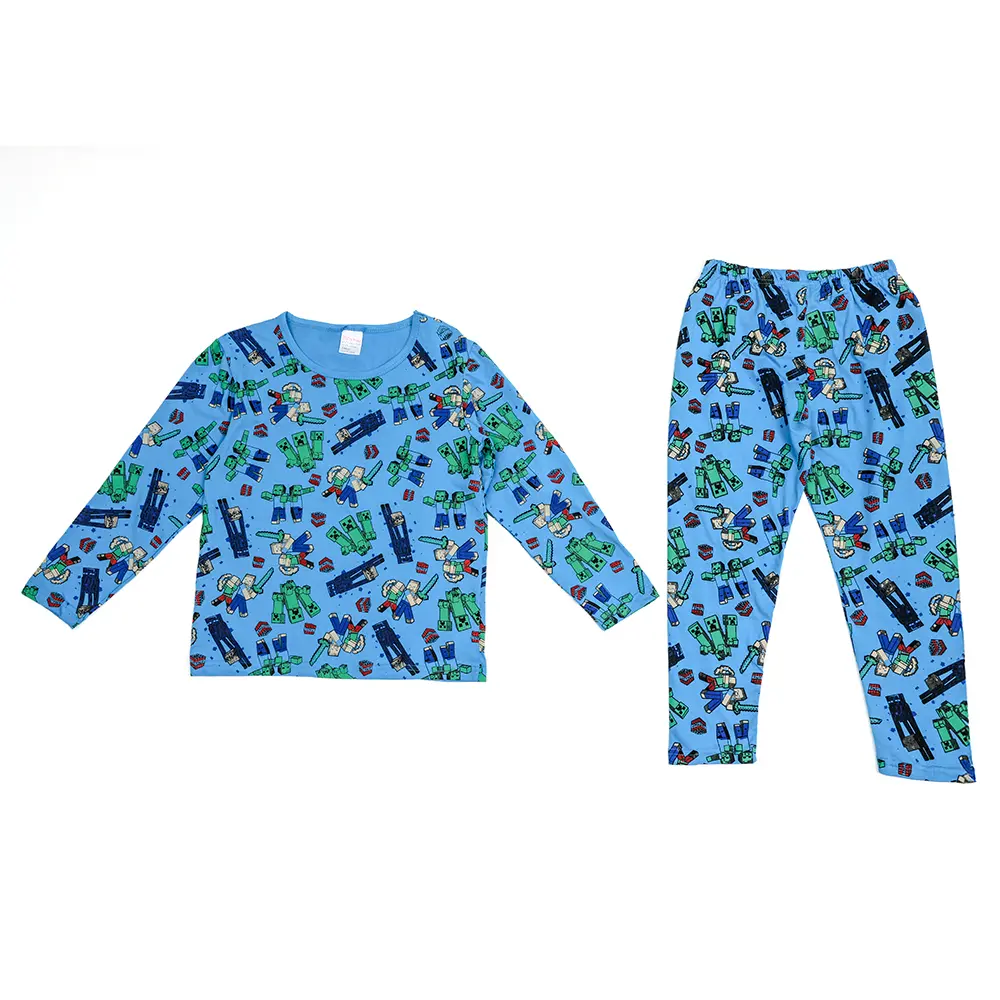 Minecrafts Children's Clothing Sets Stitch Angel Boy Sleepwear Long Sleeved Pants Clothes Kids Pajamas Set