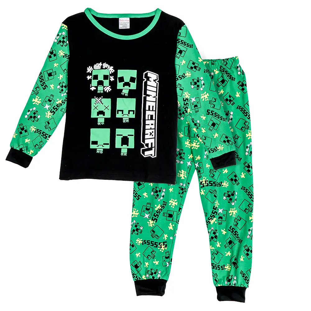 Minecrafts Children's Clothing Sets Stitch Angel Boy Sleepwear Long Sleeved Pants Clothes Kids Pajamas Set
