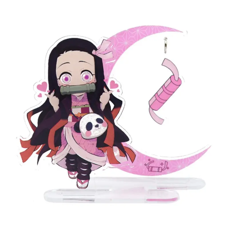 Demon Slayer Acrylic Stand Up Anime Cartoon Double Sided Backpack Pendant Agatsuma Zenitsu Kamado Nezuko Creative Accessories