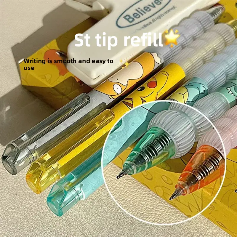 5pcs Pokemon Pikachu Gel Pen Cute Anime Cartoon Charmander Squirtle Press on Gel Pen Stationery School Supplies Holiday Gifts