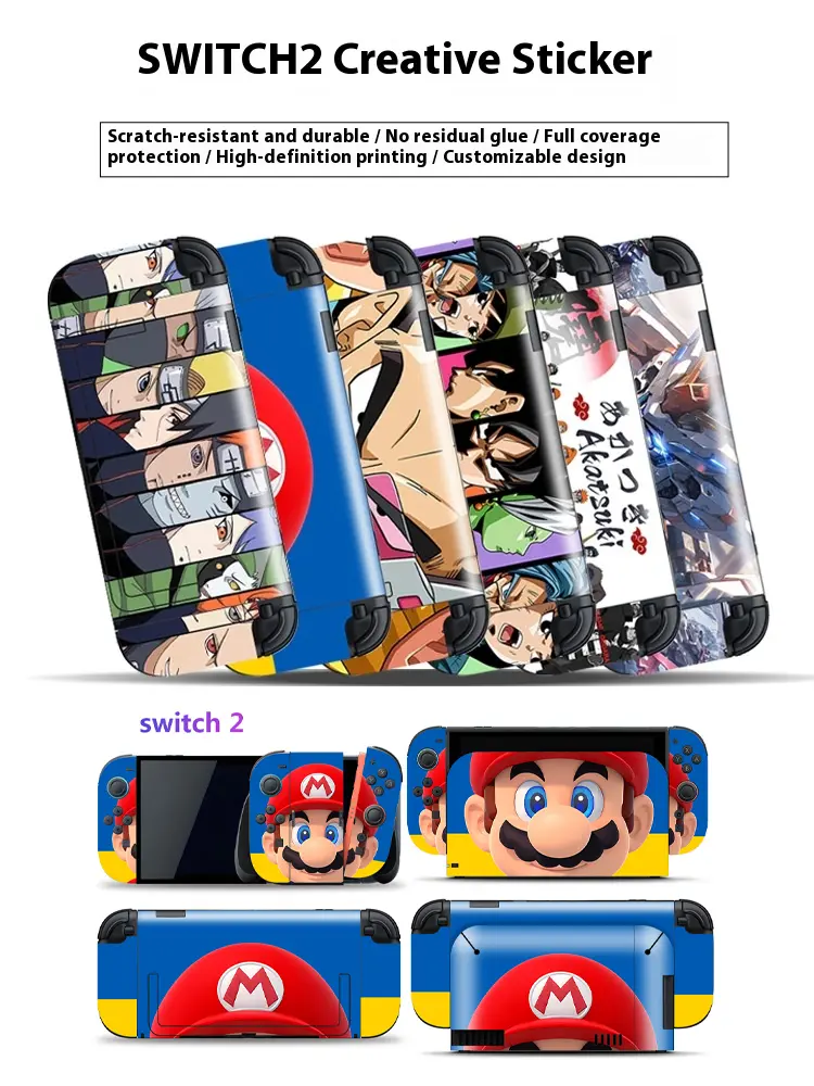 Switch 2 Anime Decal Stickers - Full Body Skin Decor for NS2 Console - Theme Series Wholesale Lot