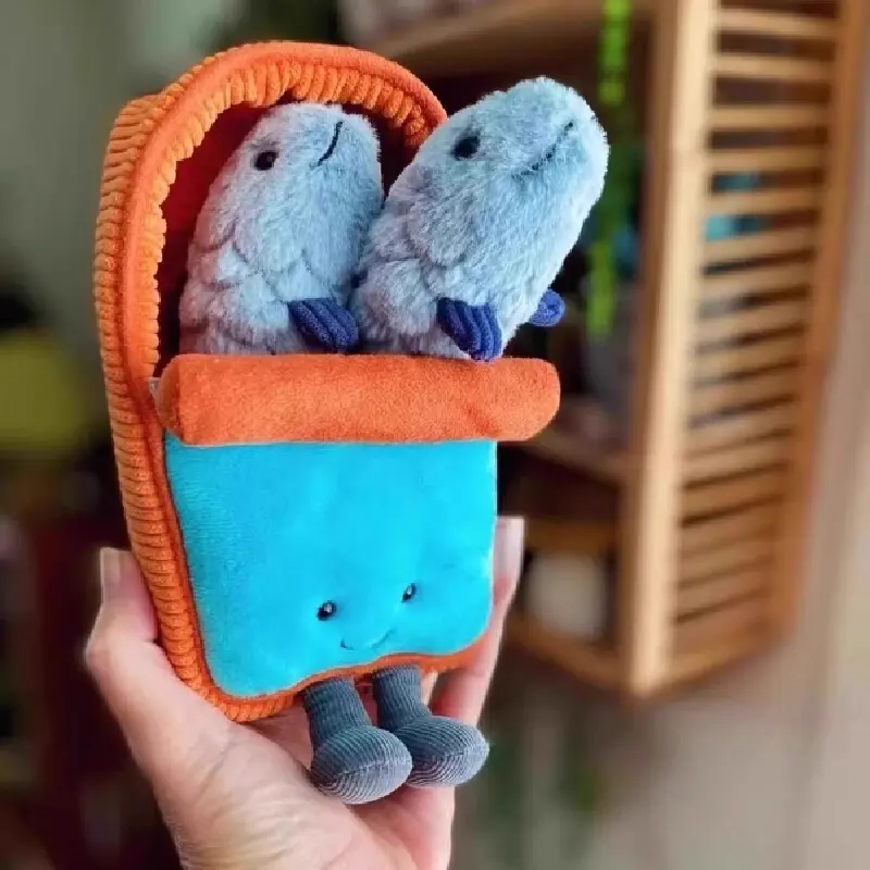 New sardine can cute plush doll toys can be taken out funny interactive doll gifts for friends