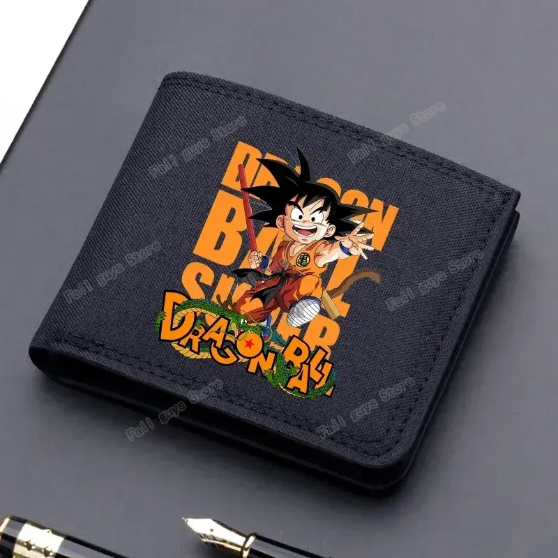 Dragon BallZ Short Folding Purse Anime Goku Small Canvas Wallet Cartoon Card Holder Cute Coin Photo Case Funny Birthday Gifts