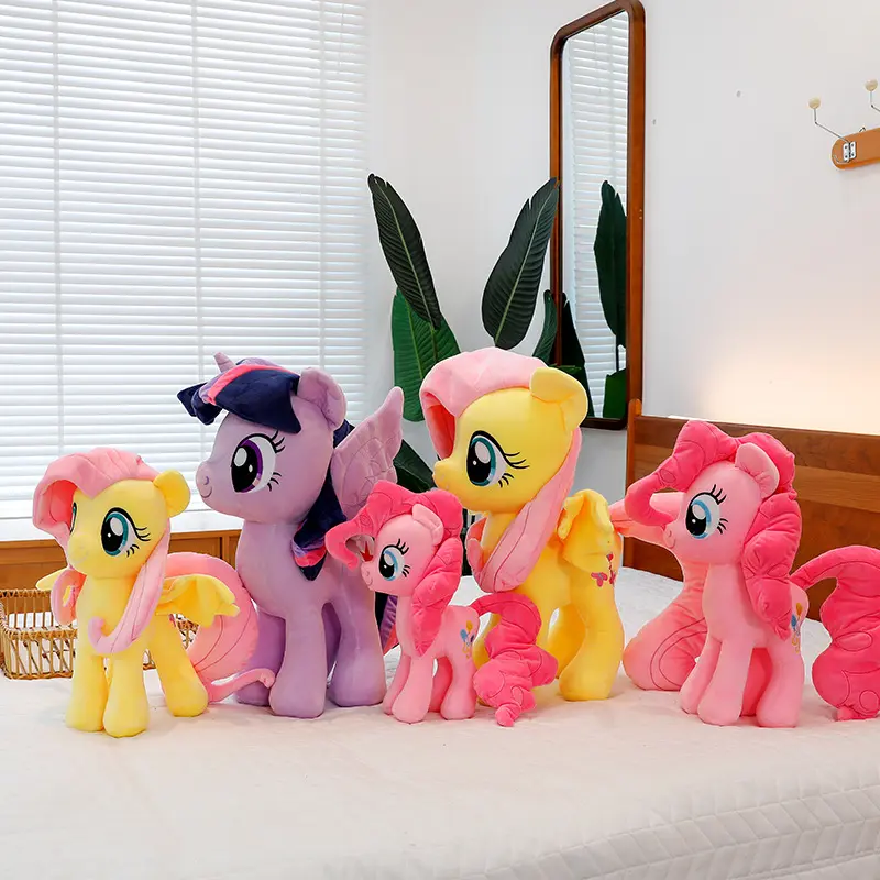 New My Little Pony Plush Doll Anime Twilight Sparkle Fluttershy Pinkie Pie Cartoon Soft Ornament Birthday Kawaii Toy Kid Gift