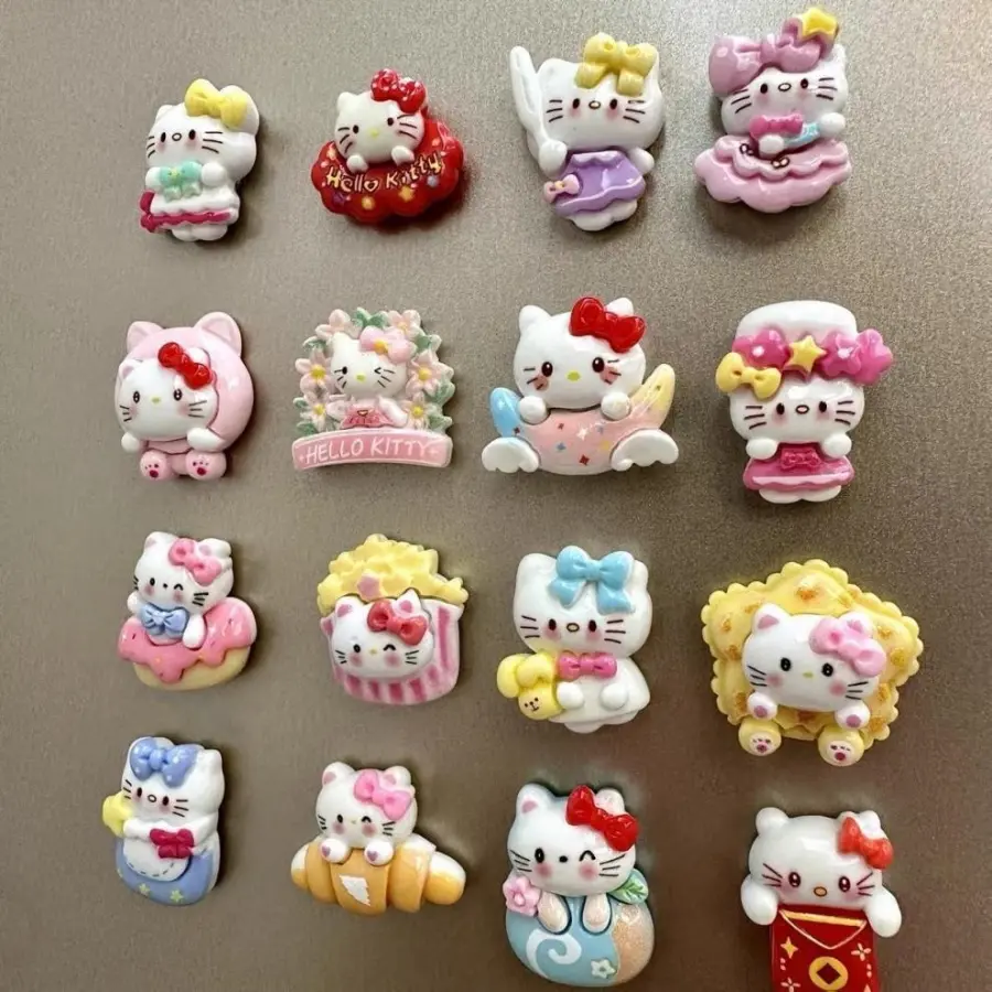 5/10/25pcs random style  Hello kittyes Refrigerator Magnets, Kawaii Cartoon Food Fridge Magnets, Cute Decorative Magnets