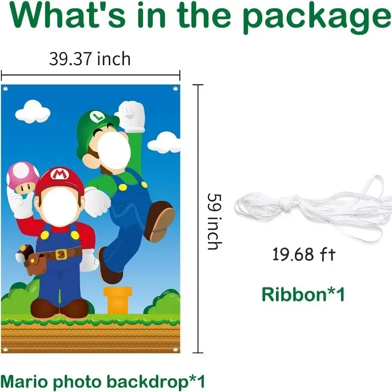 Super Marios Bros Cosplay Backgrounds Anime Figure Luigi Photo Door Banner Fabric Face Photography Backdrops Party Supplies Gift