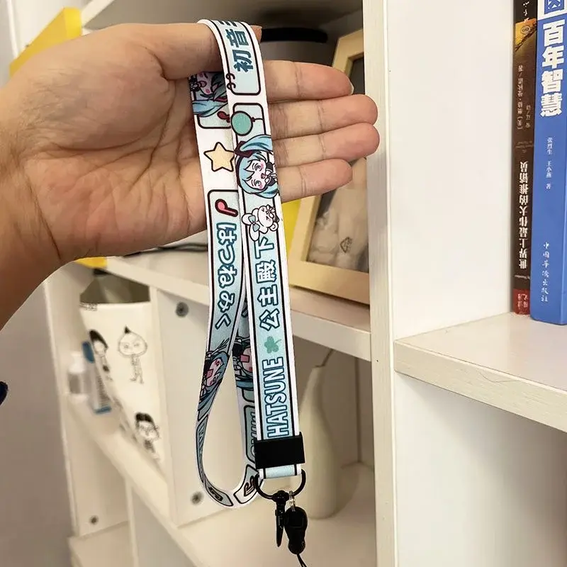Hatsune Miku Phone Lanyard Badge Holder ID Credit Card Pass Hang Rope Cartoon Neck Strap Mobile Phone Charm Accessories Gift