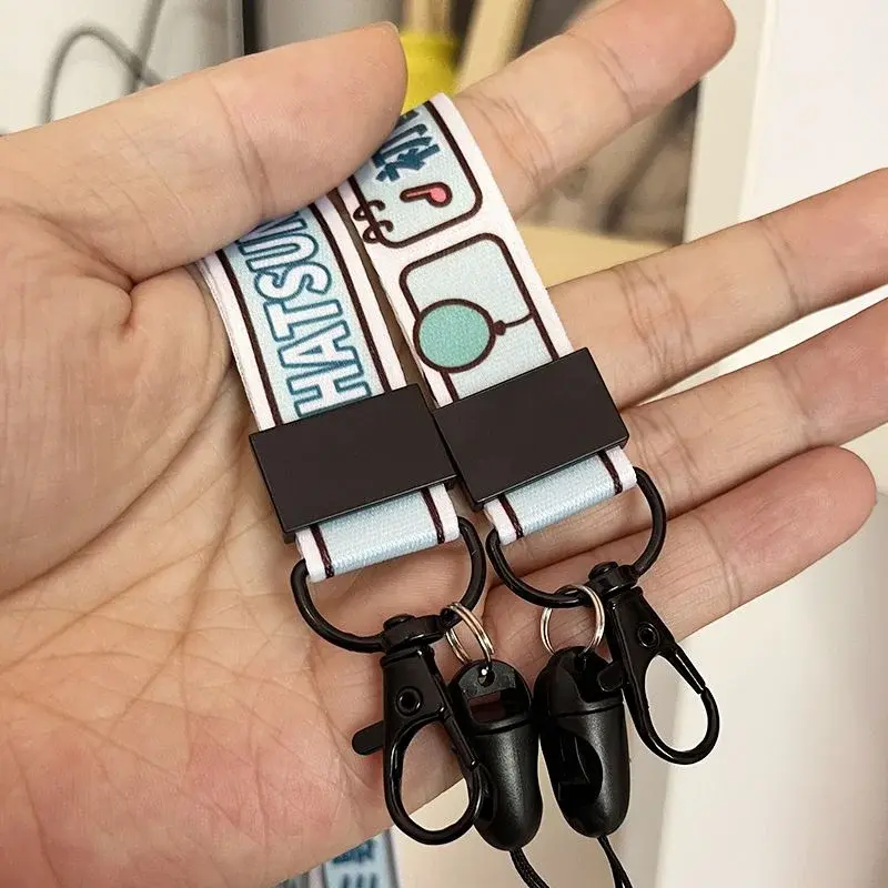 Hatsune Miku Phone Lanyard Badge Holder ID Credit Card Pass Hang Rope Cartoon Neck Strap Mobile Phone Charm Accessories Gift