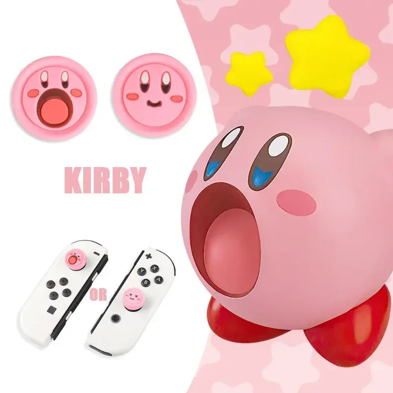 Kirby Cute Silicone Case for Nintendo Switch Joy-con Controller Thumb Stick Grip Cap Joystick Cover Gamepad Thumbstick Case 2024