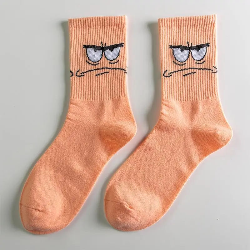 SpongeBob Cartoon Socks Cotton Boy Girl Long Tube Tide Socks Student Breathable Socks Kids Anime Comfortable Mid-calf Sock Gift