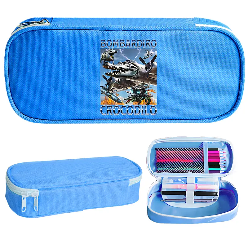 Italian Brainrot Pencil Cases Cartoon Graphic Pen Bags Tung Tungtung Sahur Children Pencil Bag School Supplies Boys Girls Gift