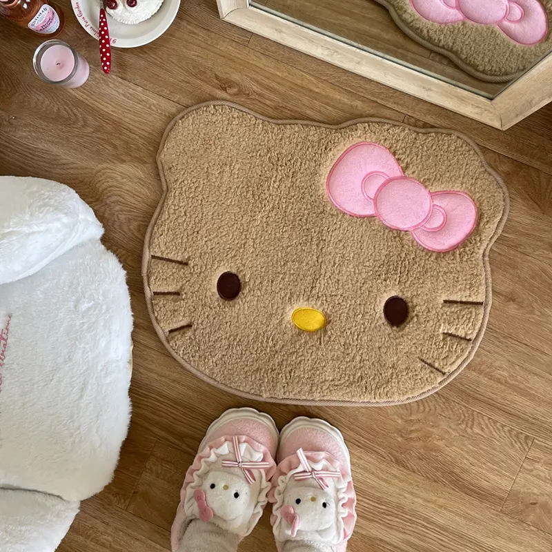 50*60cm Hello Kitty Bath Mat Anti Slip Bathroom Rug Cartoon Anime Bedroom Plush Rug Living Room Cute Floor Mat DoormatDecoration