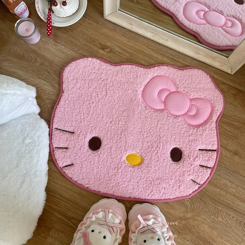 50*60cm Hello Kitty Bath Mat Anti Slip Bathroom Rug Cartoon Anime Bedroom Plush Rug Living Room Cute Floor Mat DoormatDecoration