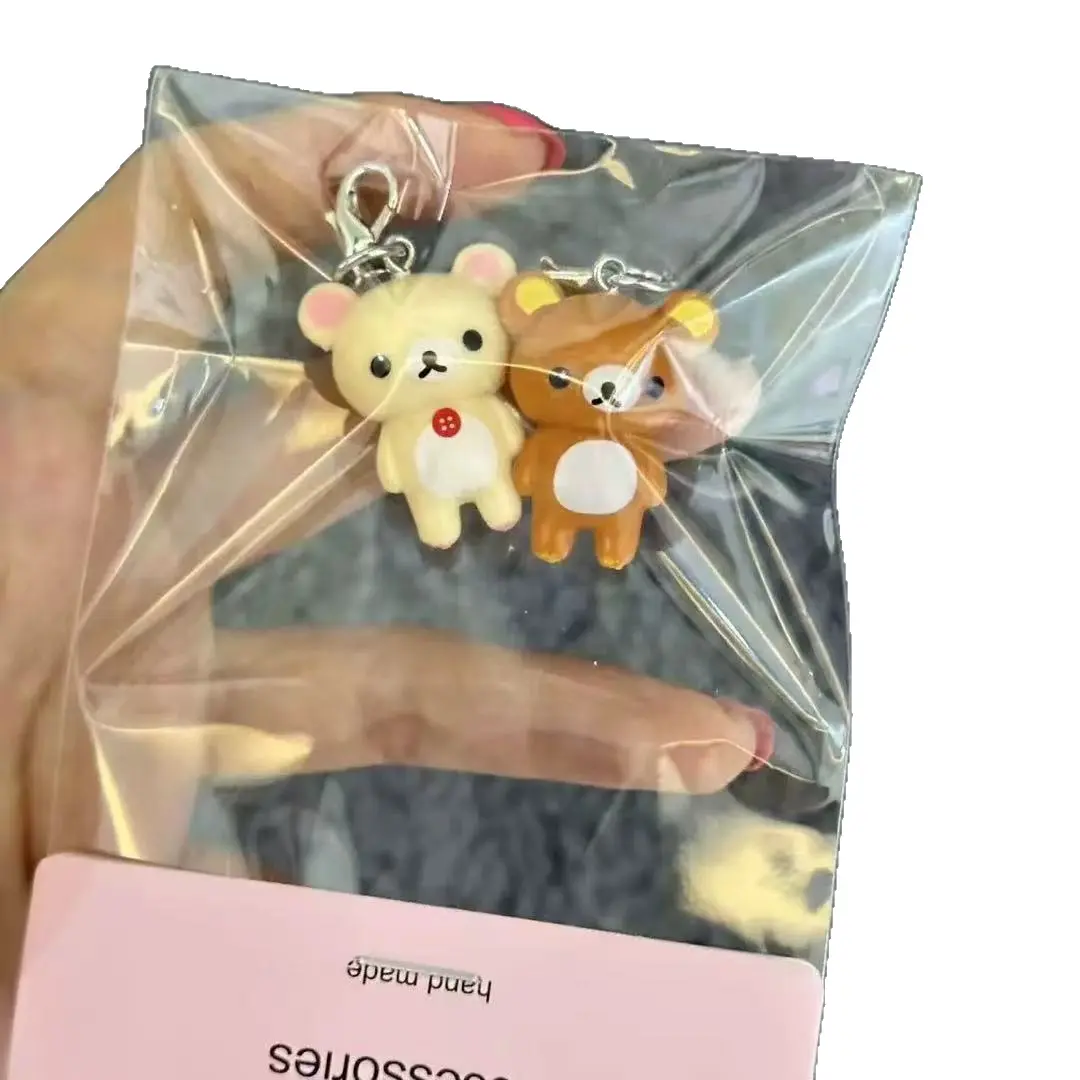 Kawaii Rilakkuma Anime Figure Keychains for Boys Girls Backpack Pendants Easy Bear Doll Charms Lazybear Keyrings Birthday Gifts