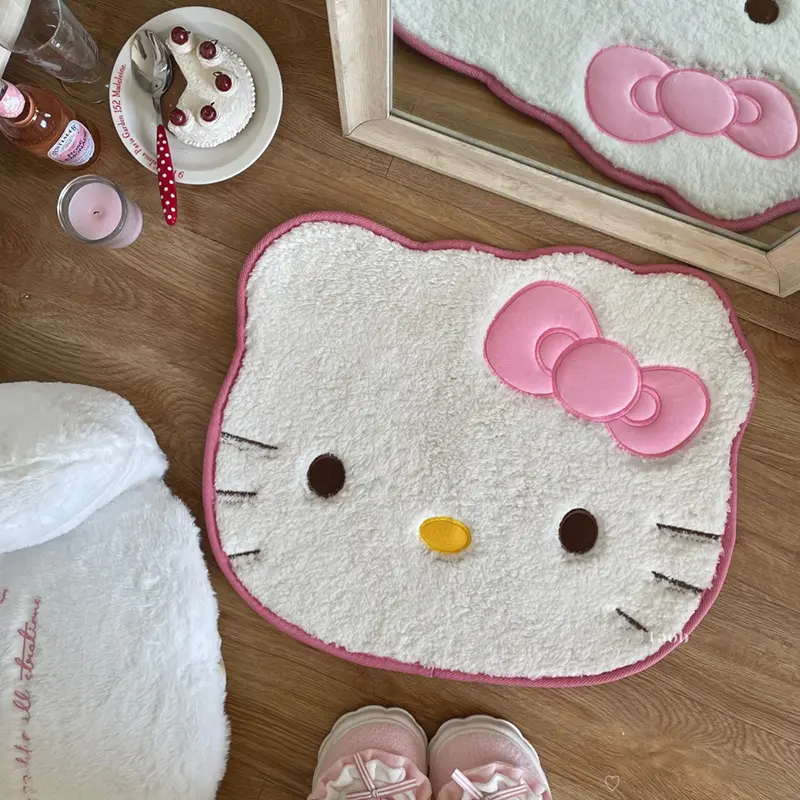 50*60cm Hello Kitty Bath Mat Anti Slip Bathroom Rug Cartoon Anime Bedroom Plush Rug Living Room Cute Floor Mat DoormatDecoration