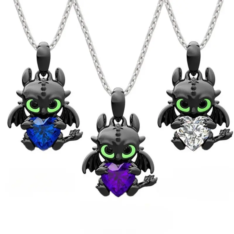 Anime Kawaii Toothless Necklace Charms Pendant Kids Adult Fashion Jewelry Accessories Light Night Fury Cartoon Cute Necklaces
