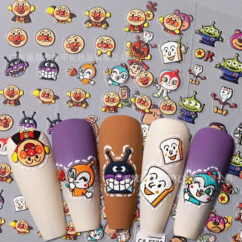 Cartoon Anime Anpanmans Cute Nail Relief Painting Decorate Kawaii Waterproof Cup Stickers Children DIY Toy Gift