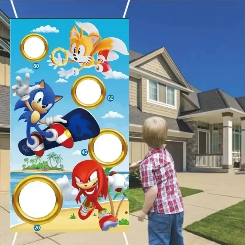 Sonic The Hedgehog Background Throwing Bean Bag Game Kids Party Supplies Decoration Beanbag Flag Boy Girl Birthday Children Gift