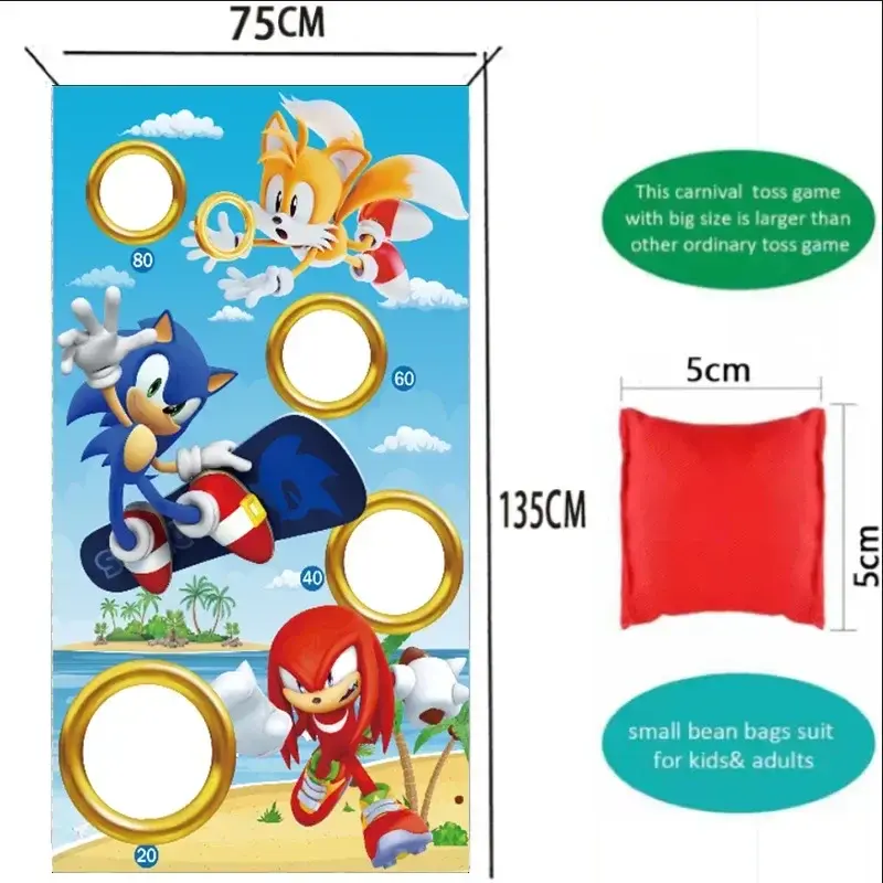 Sonic The Hedgehog Background Throwing Bean Bag Game Kids Party Supplies Decoration Beanbag Flag Boy Girl Birthday Children Gift