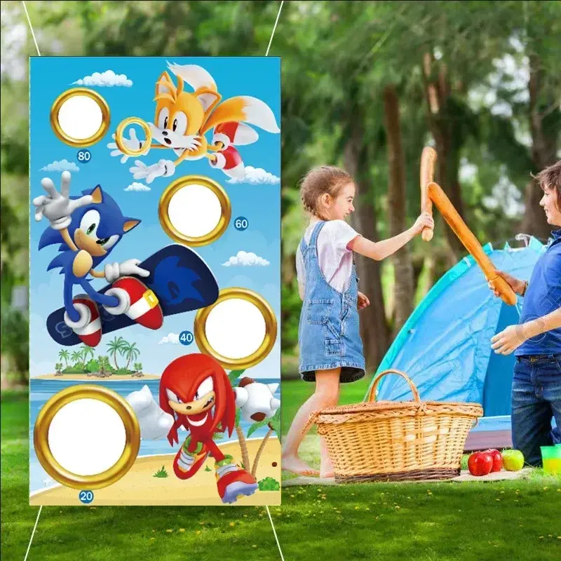 Sonic The Hedgehog Background Throwing Bean Bag Game Kids Party Supplies Decoration Beanbag Flag Boy Girl Birthday Children Gift
