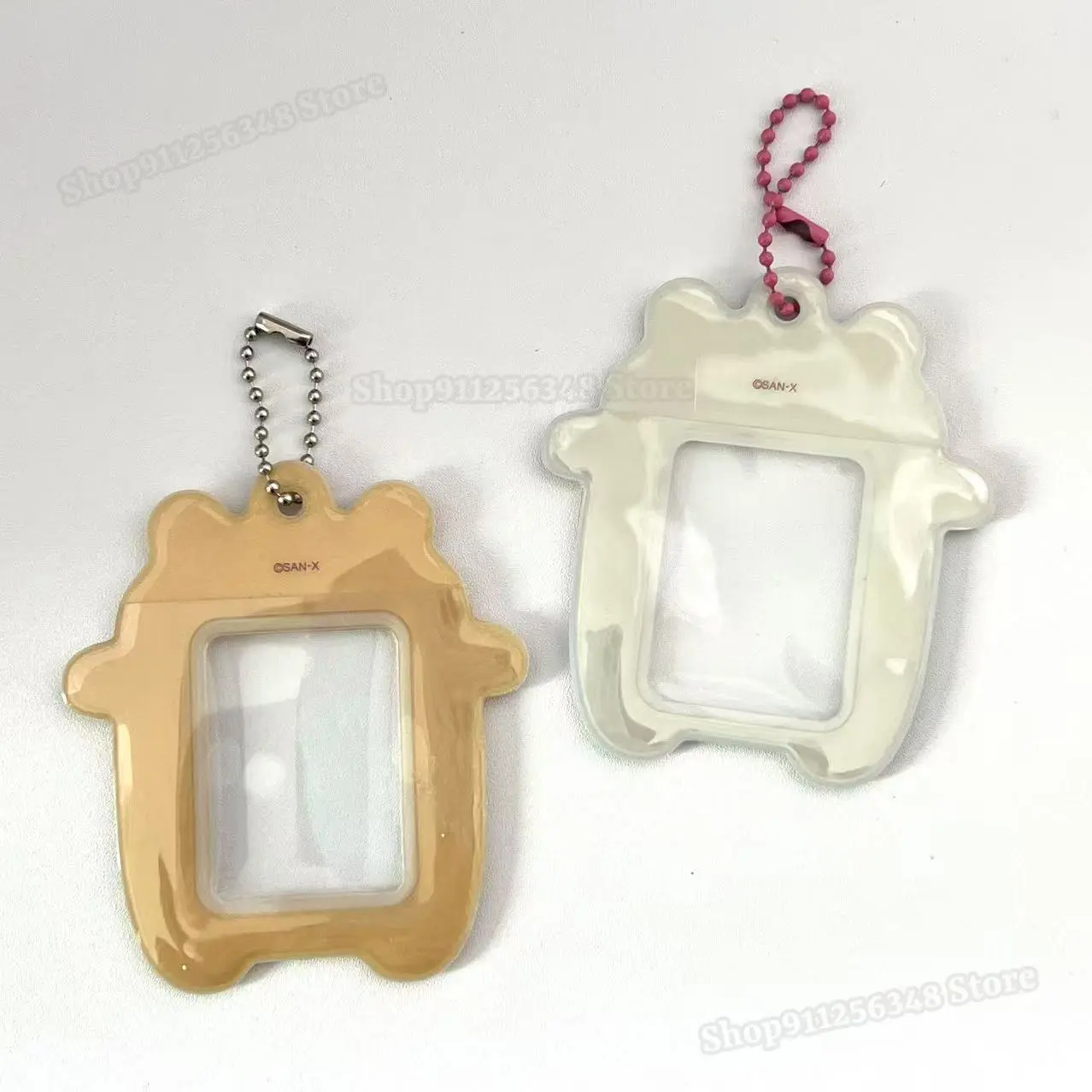 Rilakkuma 2 Inch Photo Card Holder Transparent White Brown Lazybear Photocard Student Card Case Idol Photo Protector Ornaments
