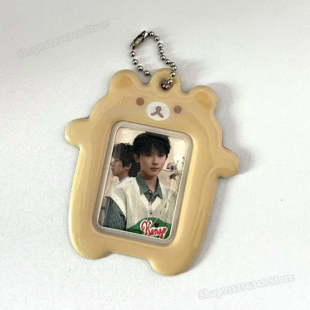 Rilakkuma 2 Inch Photo Card Holder Transparent White Brown Lazybear Photocard Student Card Case Idol Photo Protector Ornaments