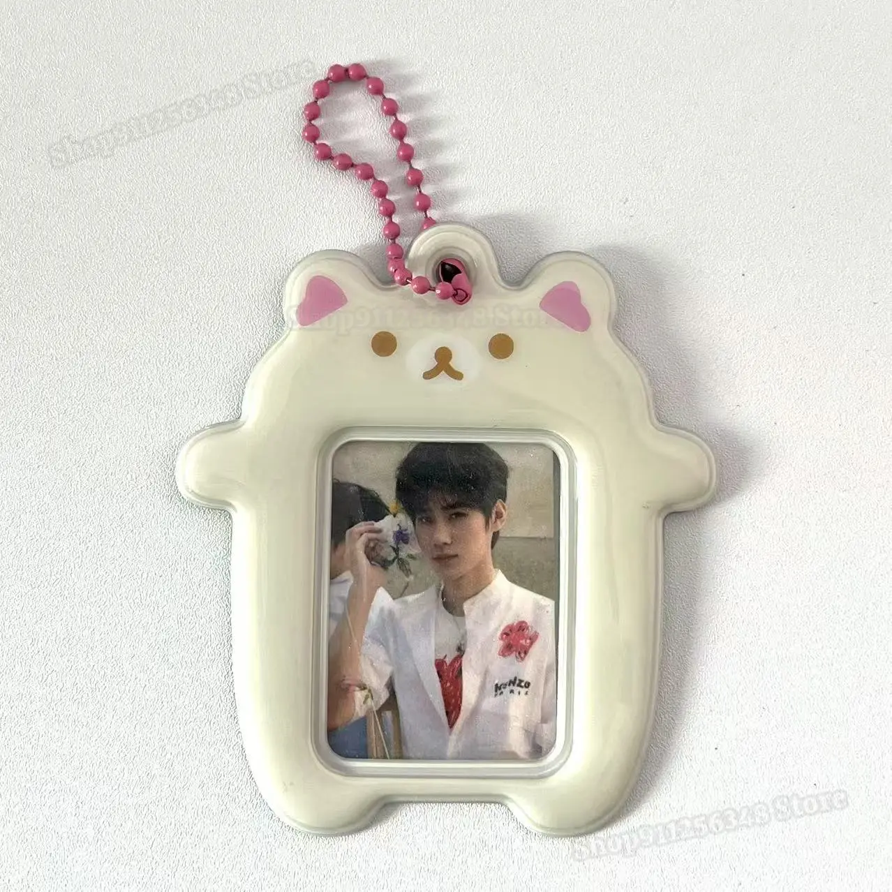 Rilakkuma 2 Inch Photo Card Holder Transparent White Brown Lazybear Photocard Student Card Case Idol Photo Protector Ornaments