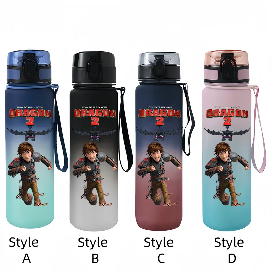 650ml How To Train Your Dragon Water Cup Portable Children's Plastic Outdoor Sports Large Capacity Anti-drip Bottle Gift