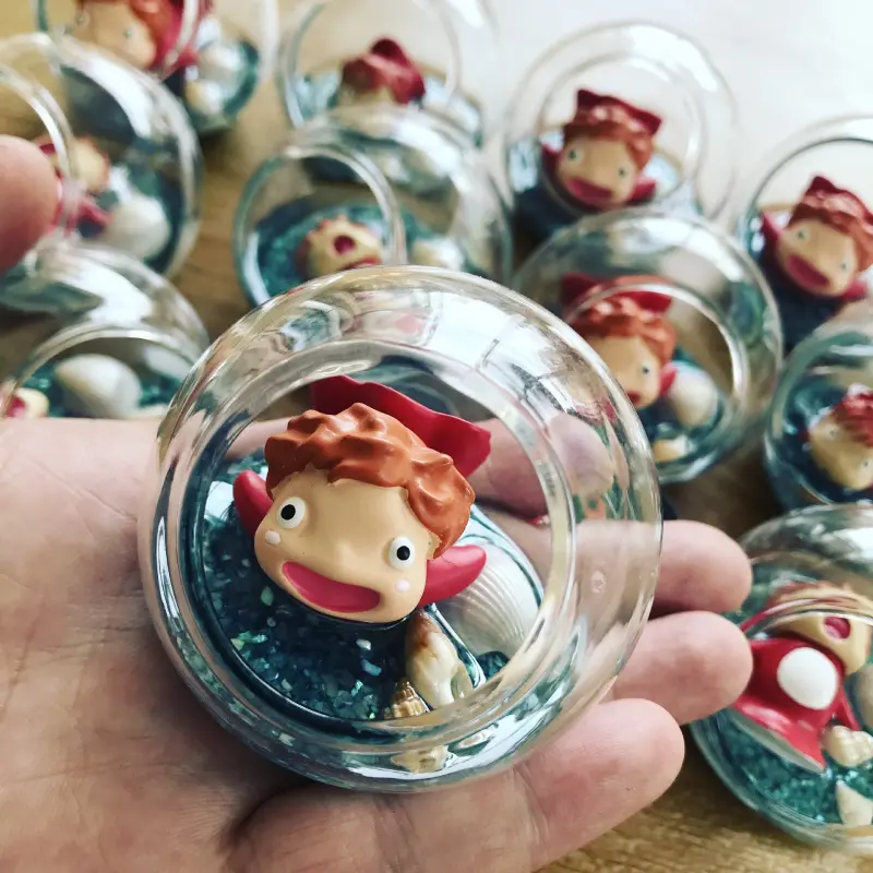 InsLittle Ponyo Goldfish Girl on the Cliff Wall Fridge Magnet Ornament Miniature Landscape Creative Scene