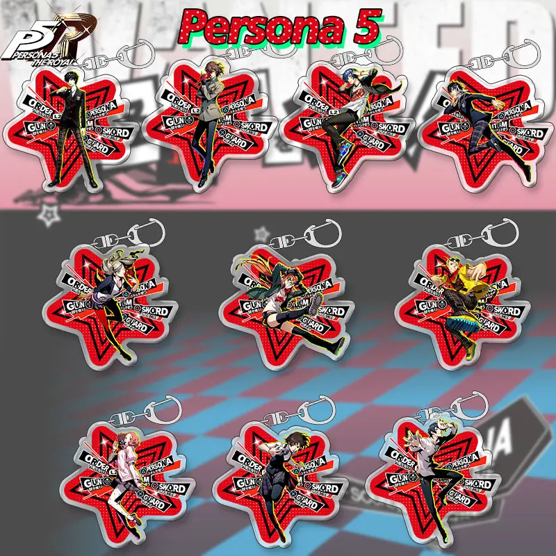 Persona 5 6CM Acrylic Keychain Game Amamiya Ren Backpack Decoration Pendant Metal Accessories Inlaid Buckle Hot Sale Gift