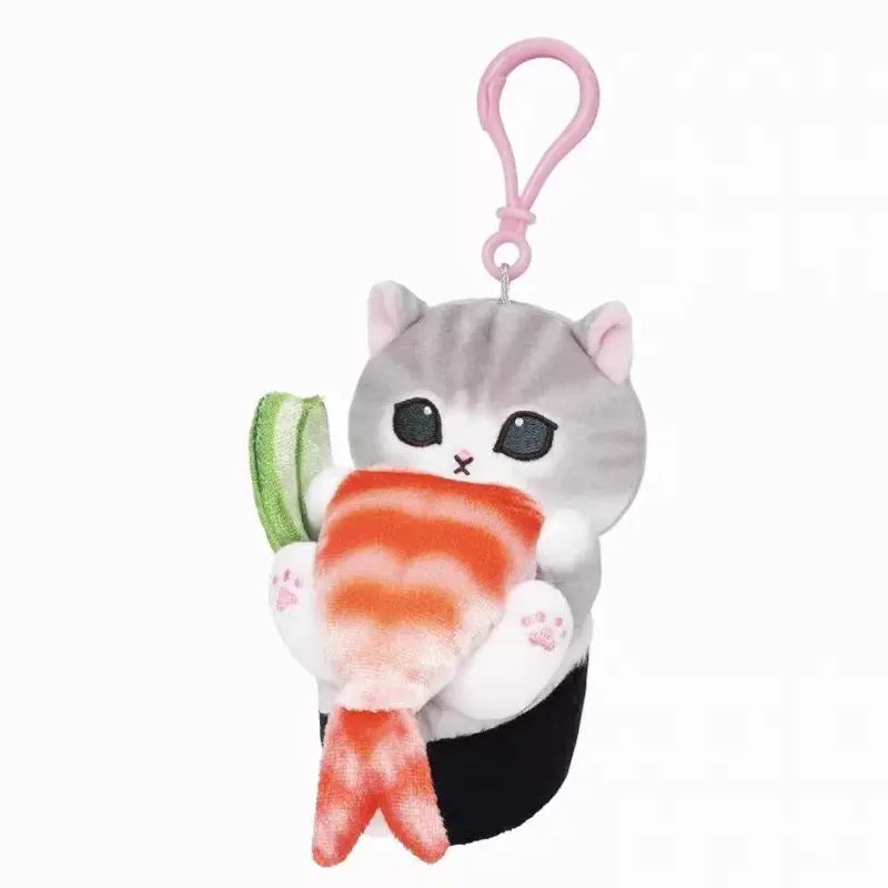 Cartoon Mofusand Kawaii  Shark Cat Keychain Pendant Cartoon Sushi Salmon Pendant Shark Cat Cross-Dressing doll Backpack Decor